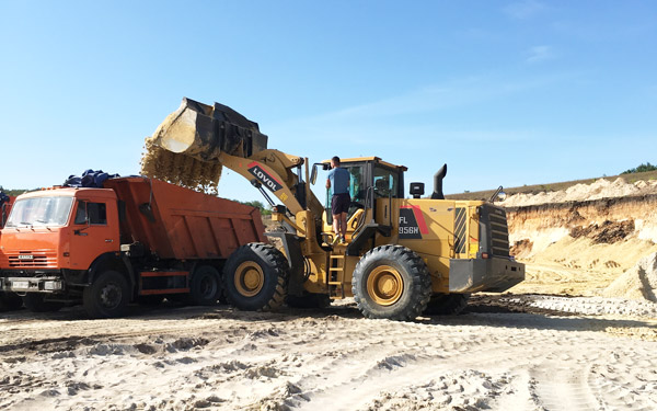 Loading and unloading operations in Ukrainian sand mining areas